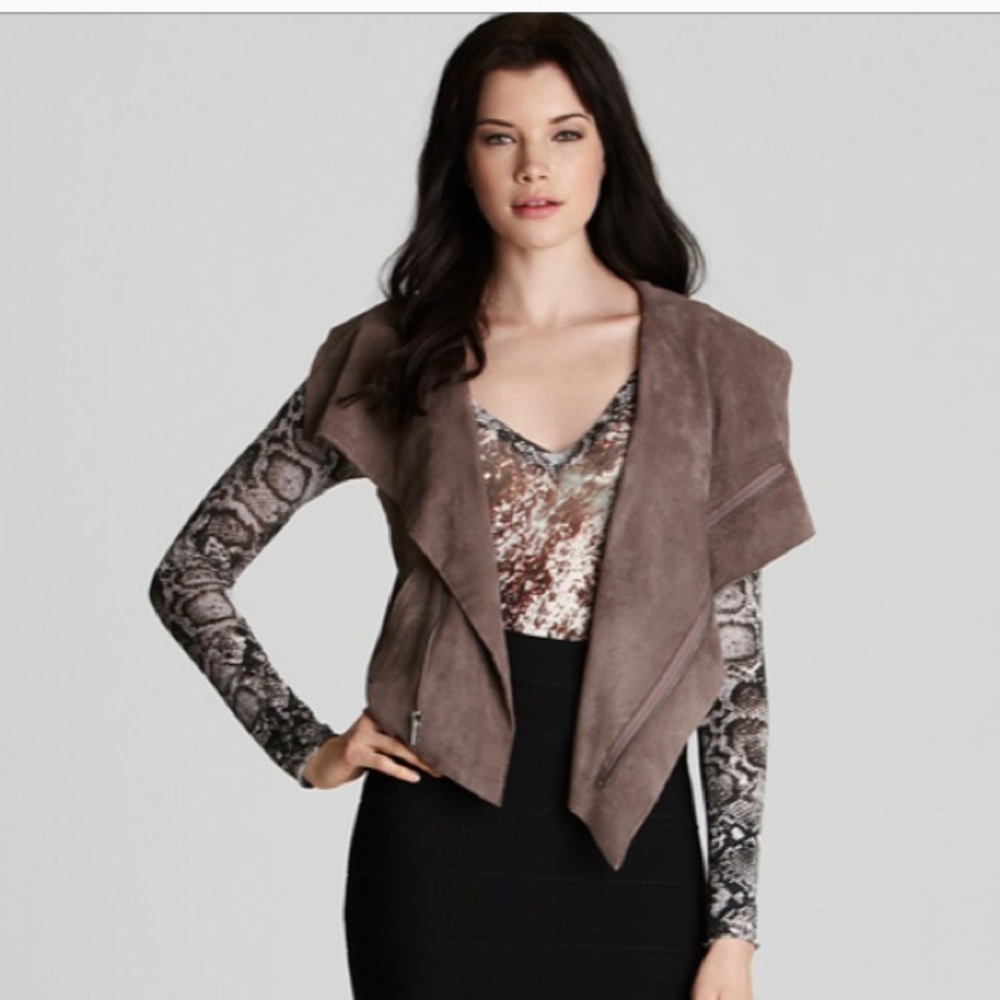 Bcbg Fabian Asymmetrical Faux Suede Vest Jacket View 2